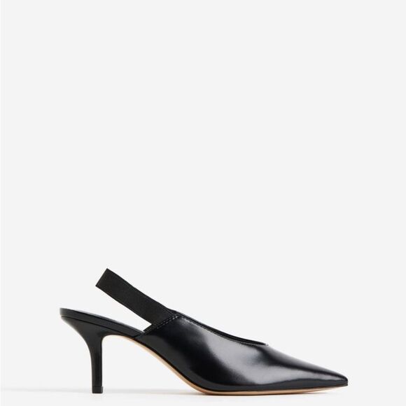 Pointed Black Slingbacks size 8 - Picture 1 of 5